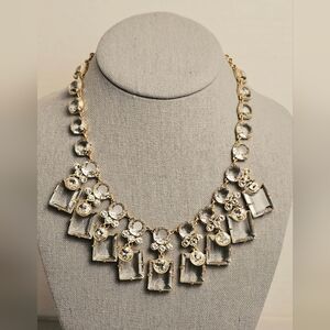 [J. Crew] York Square Faceted Mixed Gem Drop Crystal Bib Statement Necklace